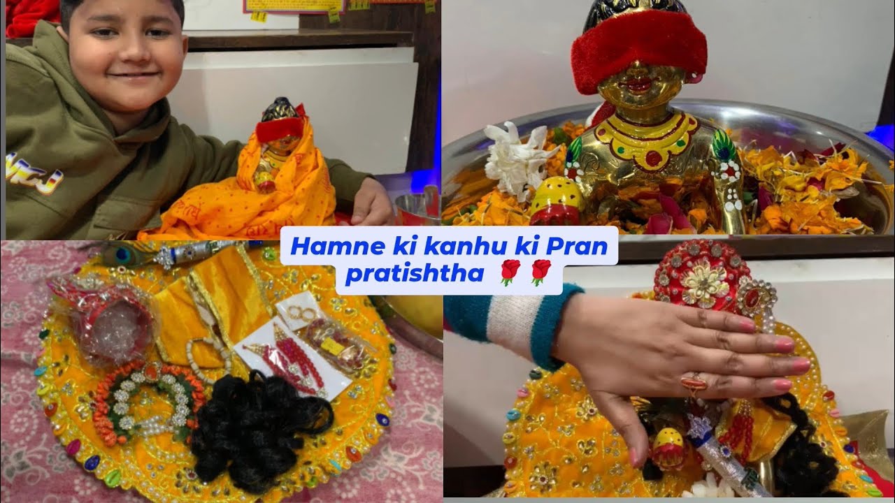 Mera first vlog kanhu ji ki pran pratishtha #firstvlog #kanhaji #laddugopal #pranpratishtha #puja 