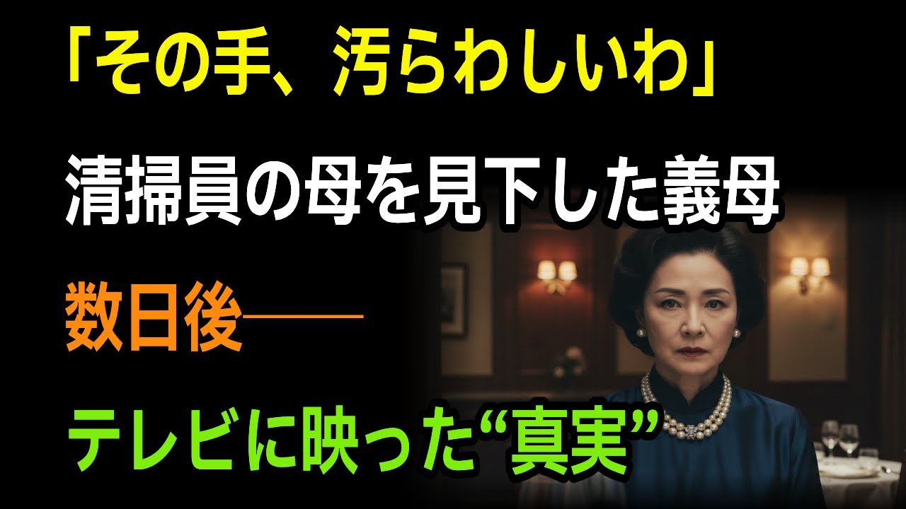 「清掃員の手は汚らわしいｗ」と義母に婚約破棄された私。→数日後、テレビに映った母の正体に青ざめた理由！