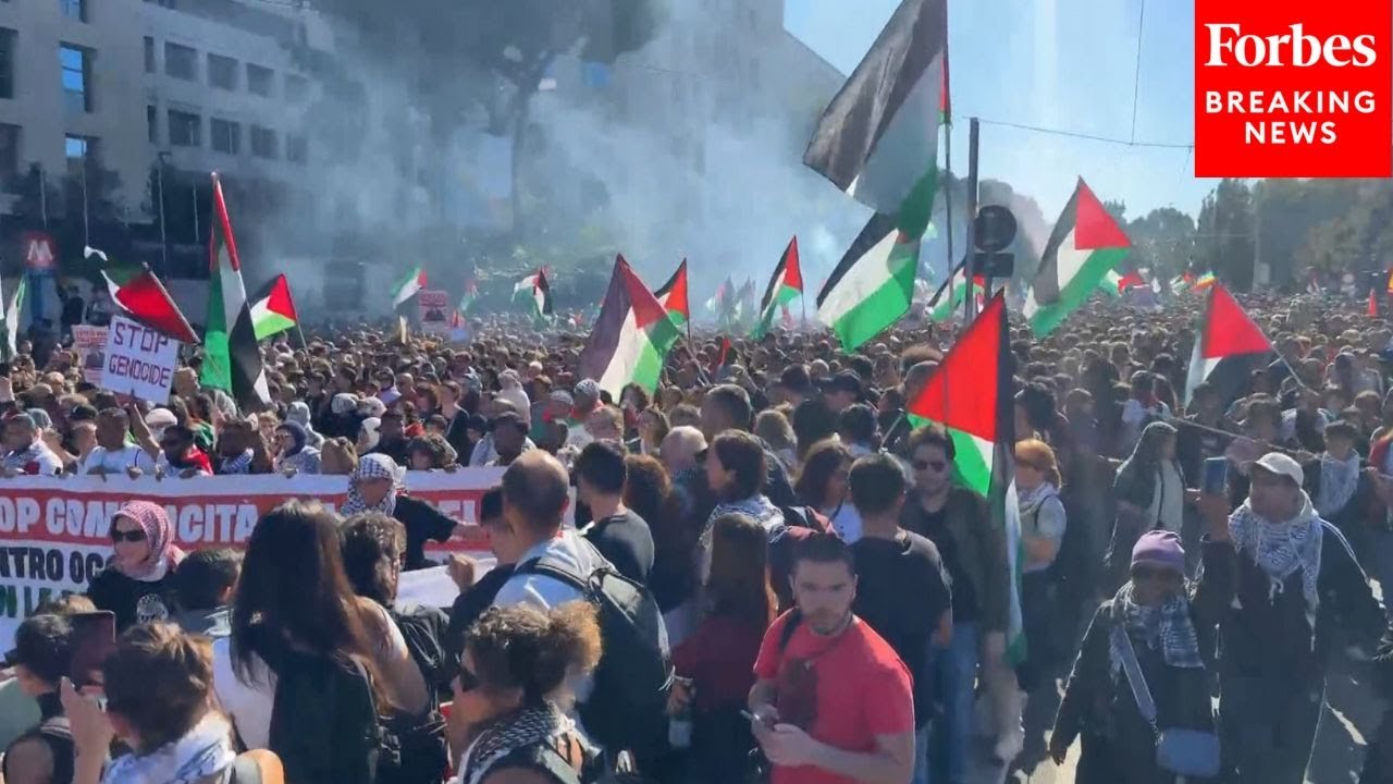 Pro-Palestinian Protestors Demonstrate In Rome, Italy, Following Seizure Of Gaza Aid Flotilla