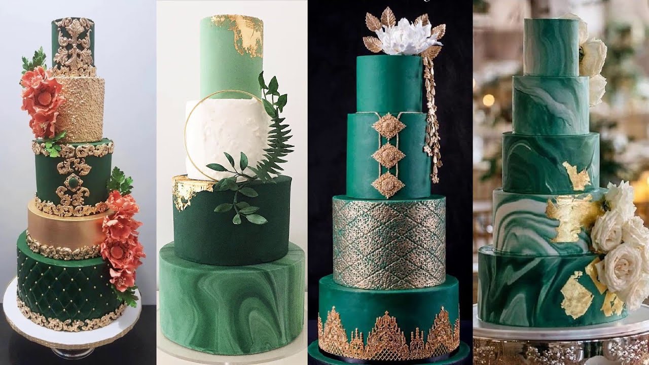 Green and Gold Wedding Cakes - Enchanting Elegance for Your Special Day