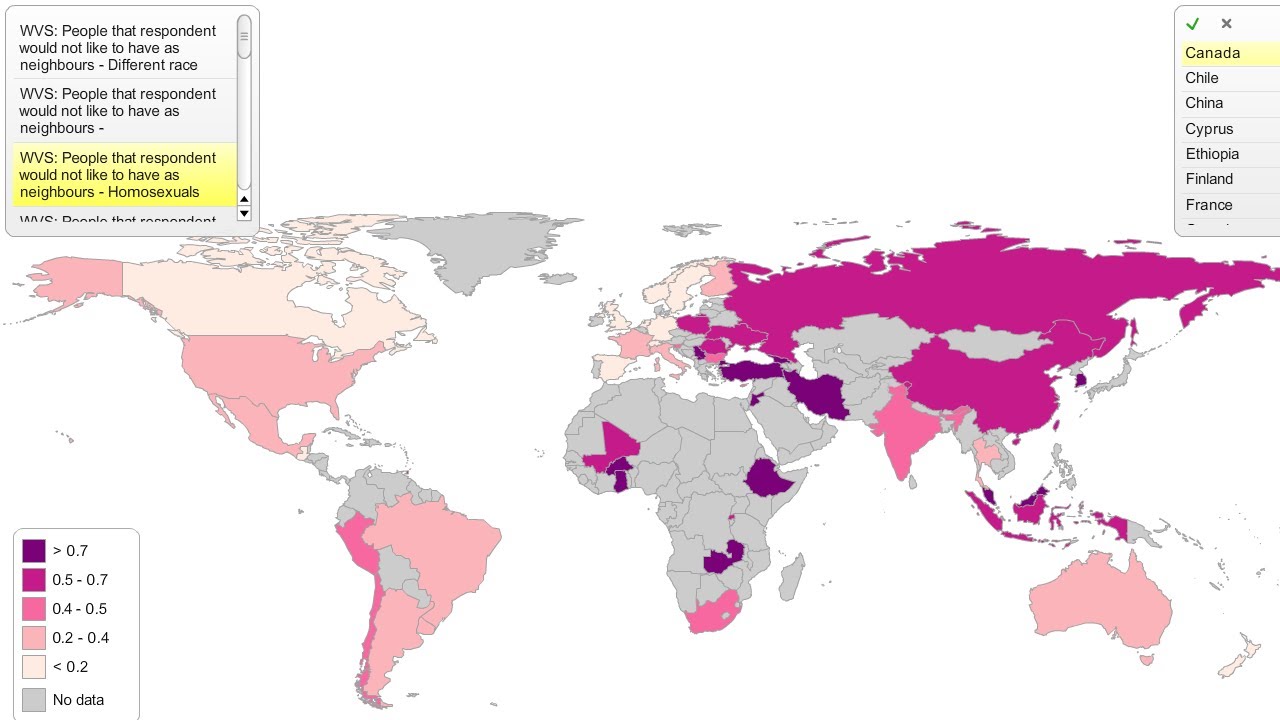 World Values Survey - Where homosexuals are disliked the most