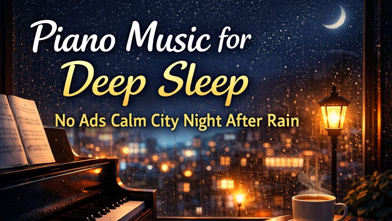 ⭐ Piano Music for Deep Sleep | No Ads Calm City Night After Rain