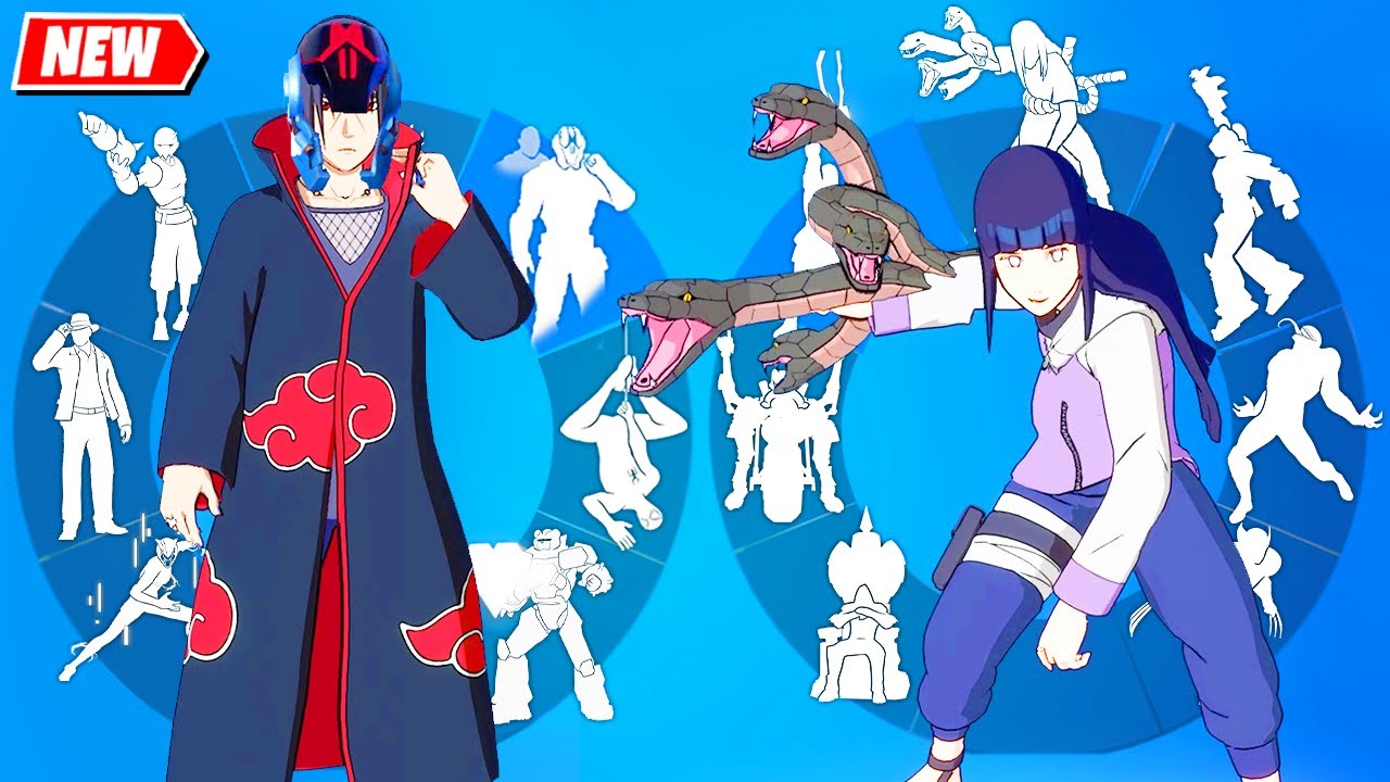 Fortnite Naruto ITACHI VS HINATA all Built-In Emotes シ