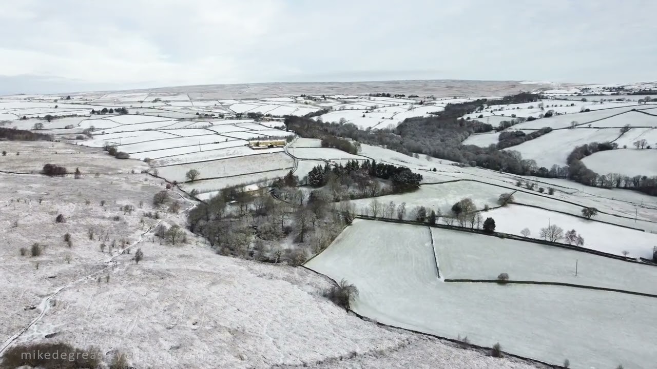 Drone flight around Baildon - Baildon Moor - Shipley Glen during a hard frost