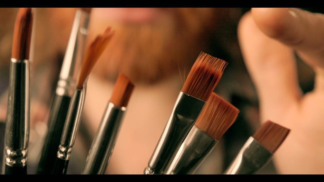 (ASMR) Unintelligible Painting On Your Face W/ Background Rain