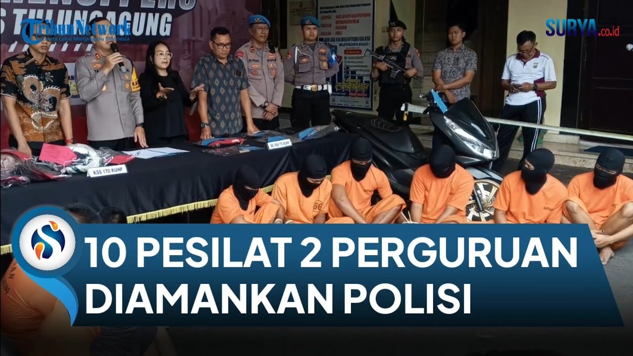 Polres Tulungagung Tangkap 10 Pesilat dari 2 Perguruan yang Terlibat 2 Pengeroyokan Berbeda