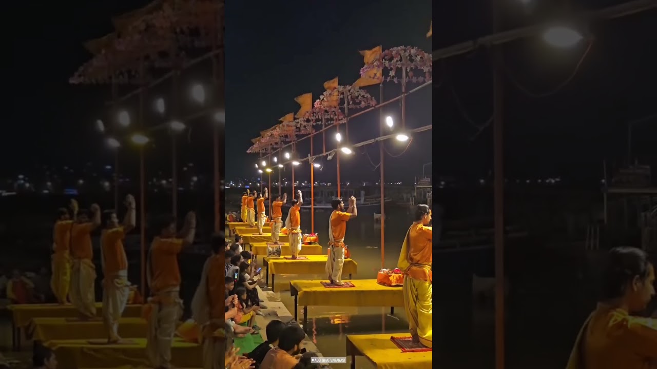Assi ghat ganga aarti varanasi status #gangaaarti #varanasi #shoorts #trending