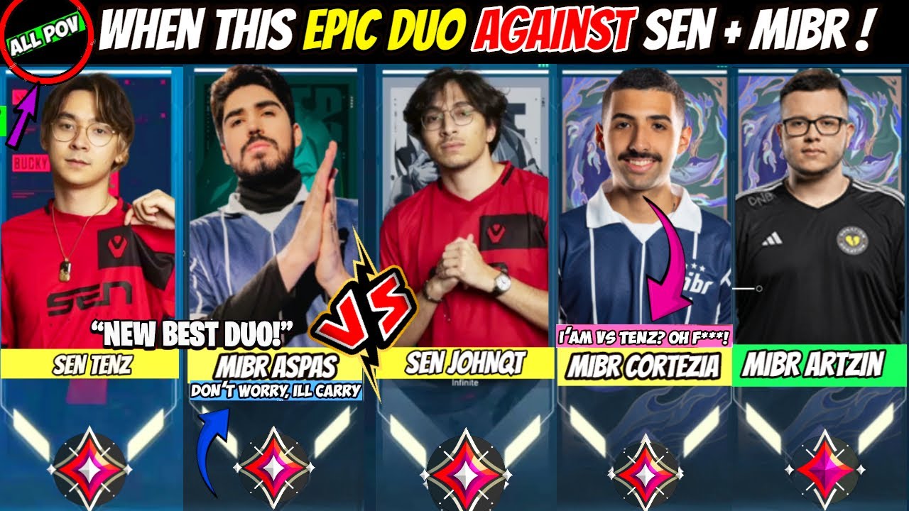 SEN TenZ & MIBR Aspas Shows Epic Duo Against SEN Johnqt MIBR Cortezia & MIBR artziN in Ranked