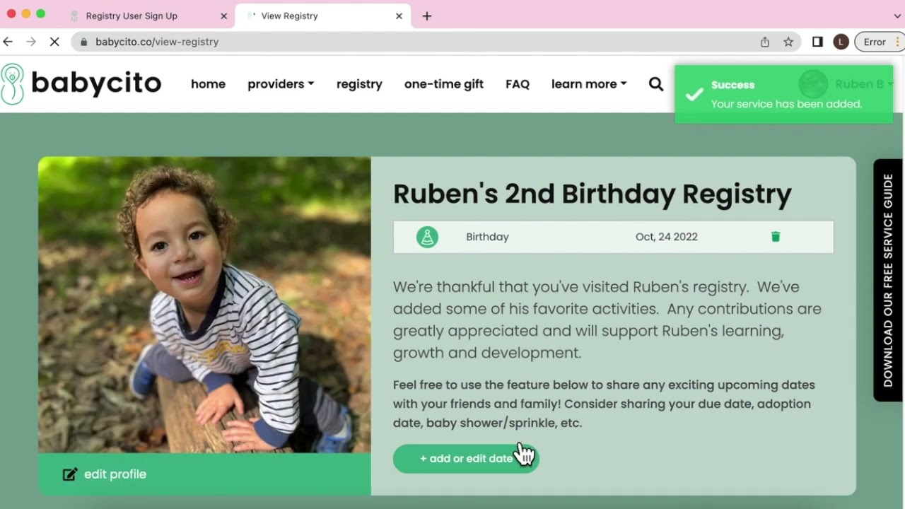 How to Create a babycito Birthday Experience Registry!