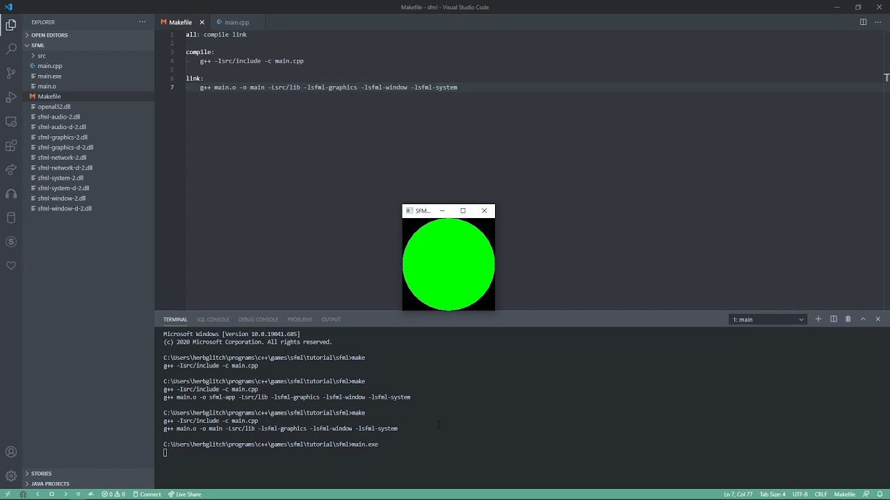 Simple SFML Setup in directory (MinGW, VS Code)