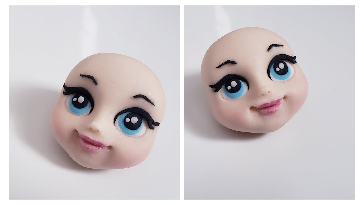 How to make doll girl fondant clay face tutorial - лепка личико куклы девочки из мастики MK