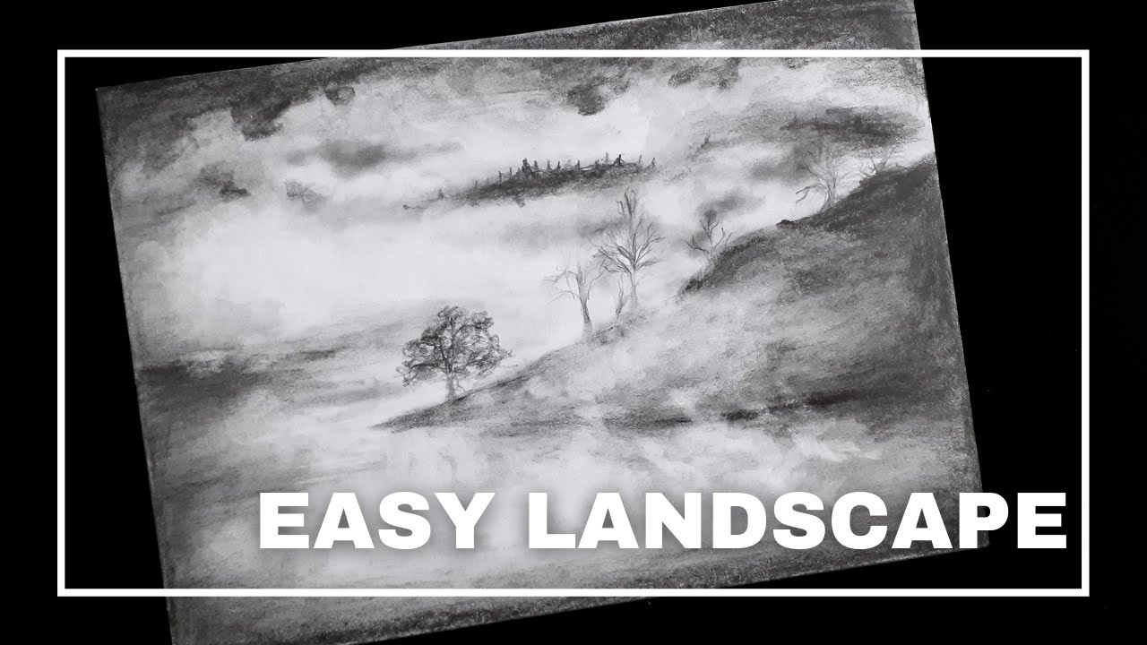 SUPER EASY Graphite Landscape: How to Draw a Misty Lake