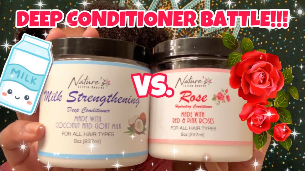 NATURE’S LITTLE SECRET DEEP CONDITIONER BATTLE | MILK STRENGTHENING vs. ROSE HYDRATING | Curly Tells