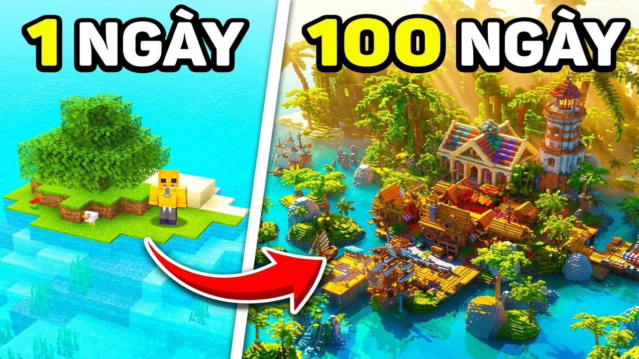 Tôi Đã Biến Hòn Đảo Hoang Thành Vương Quốc Sau 100 Ngày Trong Minecraft