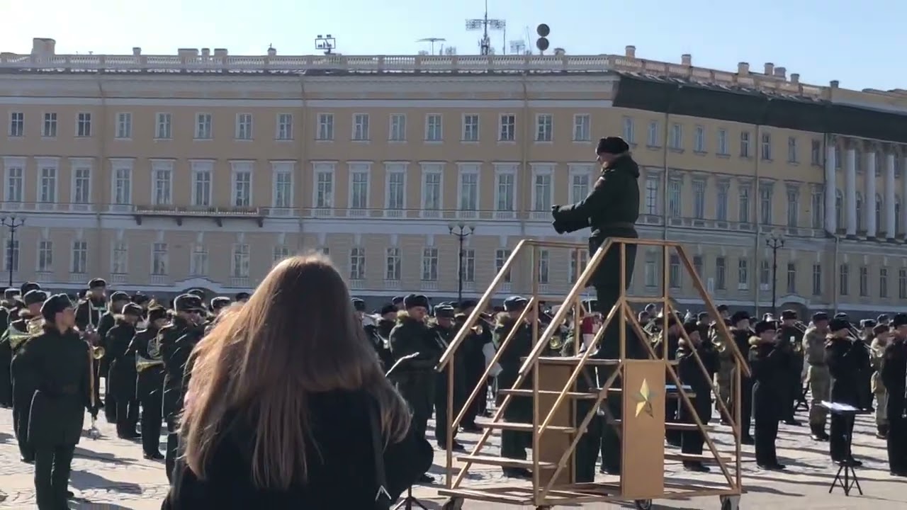 Репетиция оркестра на Дворцовой площади.   01.04.2022