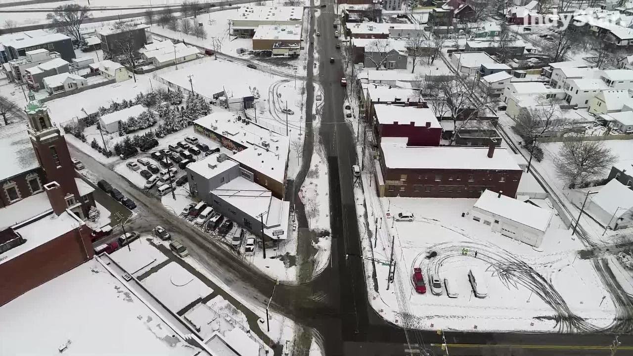 Indianapolis from above after snowfall