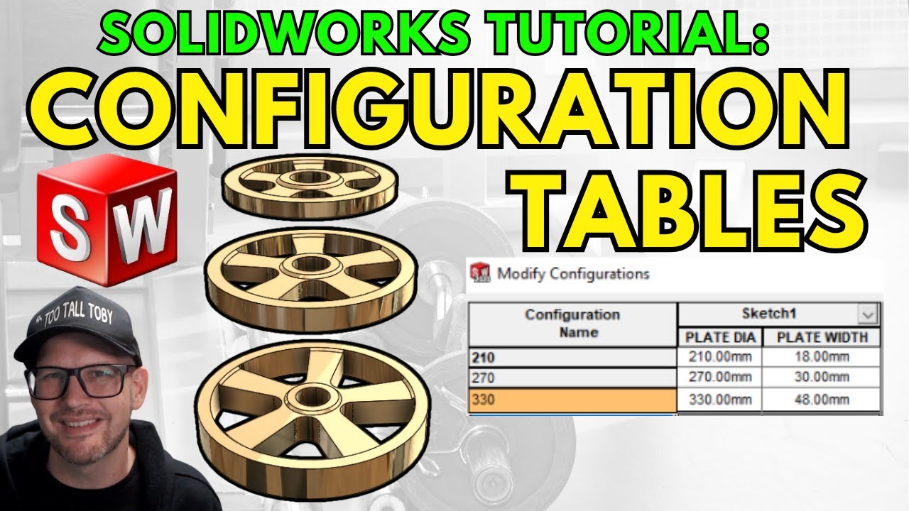Free SOLIDWORKS Tutorial for STUDENTS - How to use Configuration Tables - Weight Plates!