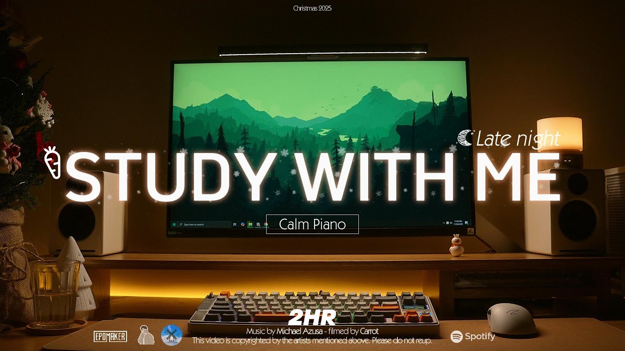 2-HOUR STUDY WITH ME |🎹Calm Piano, Typing Sound ⌨| Pomodoro 50-10, Epomaker RT85