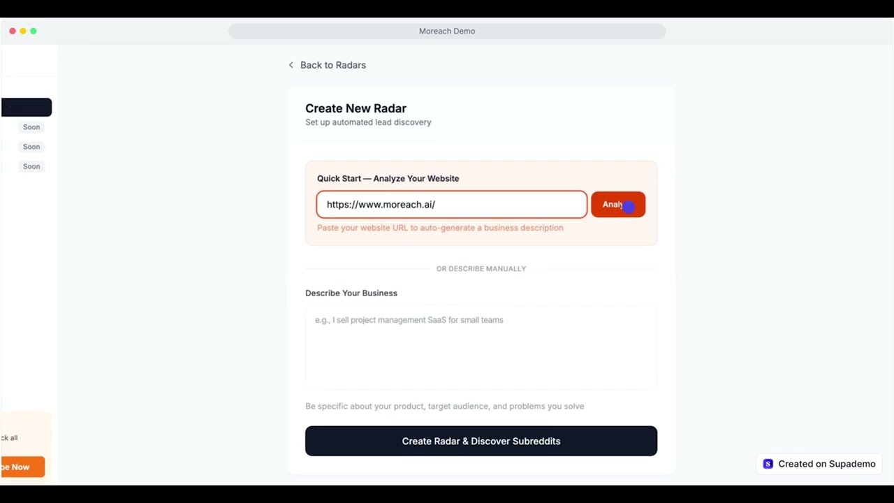 Moreach.ai for reddit demo