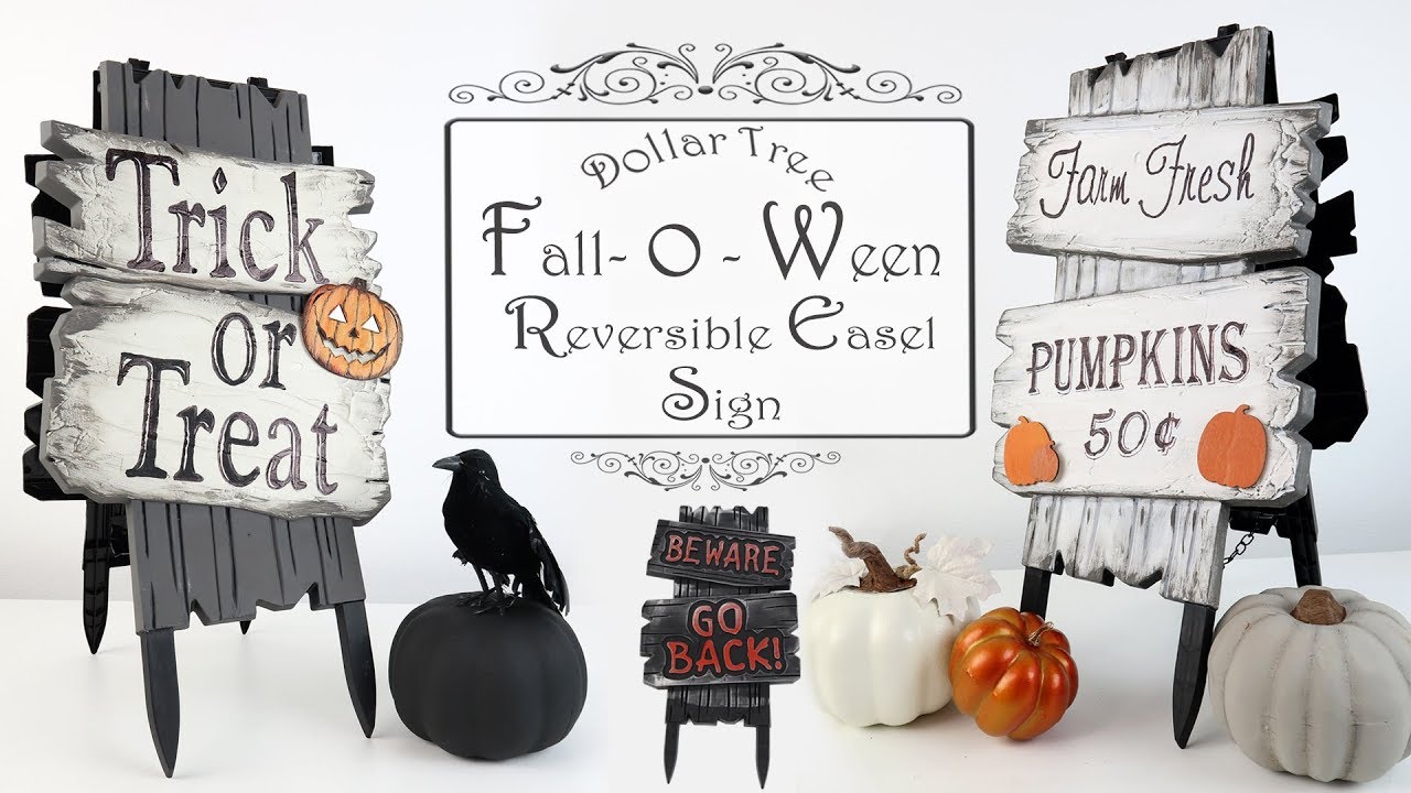 Dollar Tree DIY / Reversible Easel Sign / Fall & Halloween Sign
