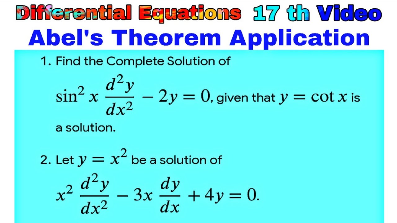 Abel's Theorem Application | #differentialequation #abelstheorem #maths 