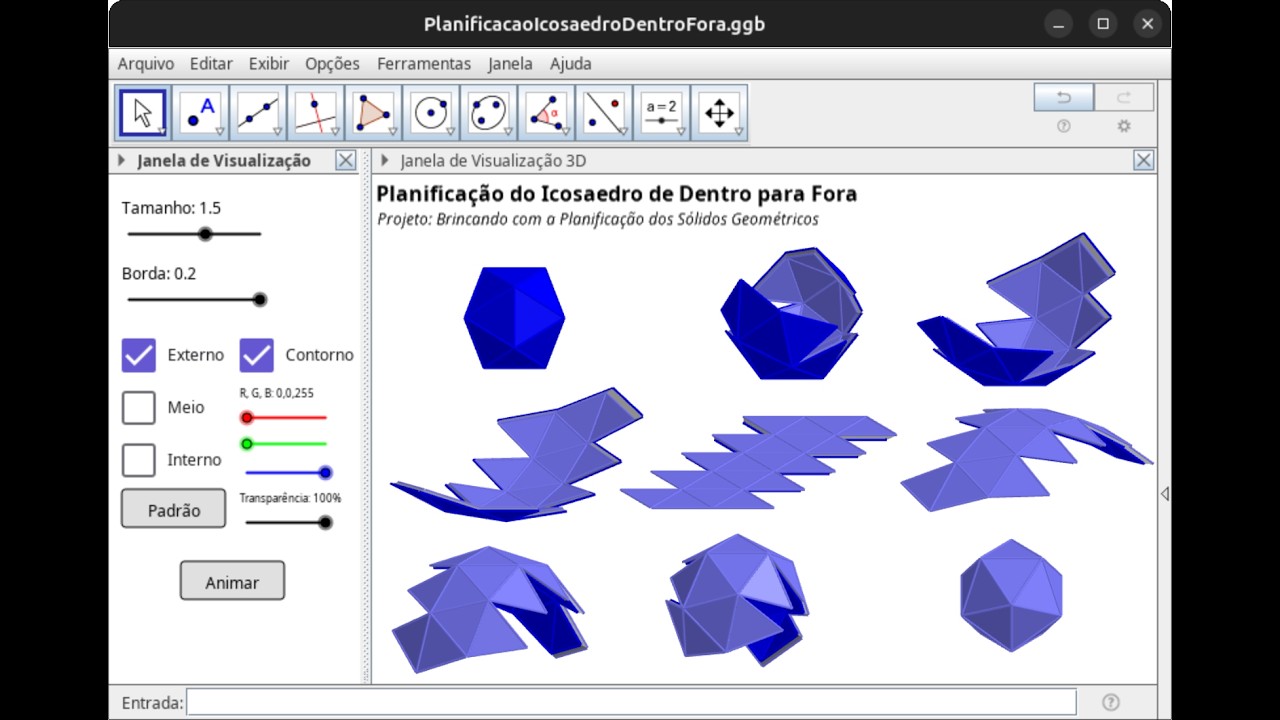 Planificação do Icosaedro de Dentro para Fora (Icosahedron Netting from the Inside Out)