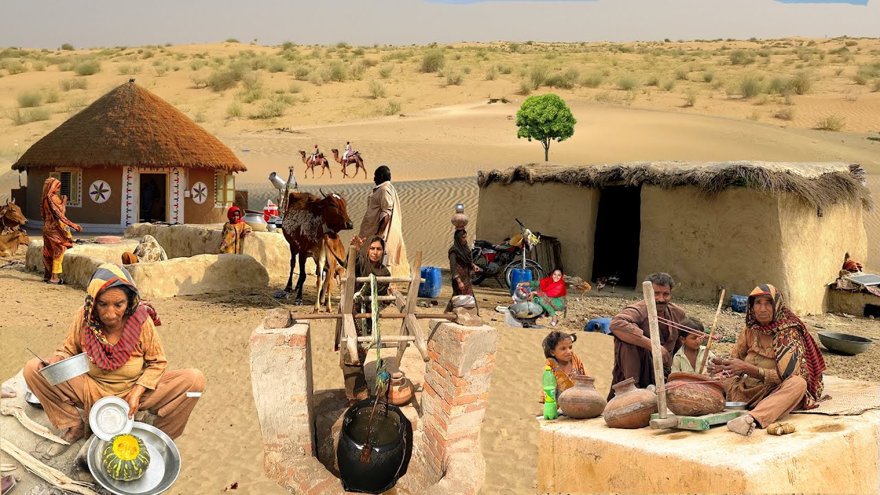 Desert Village Woman Morning Routine | Ancient Desert Village Life Pakistan | Cooking Desert Food