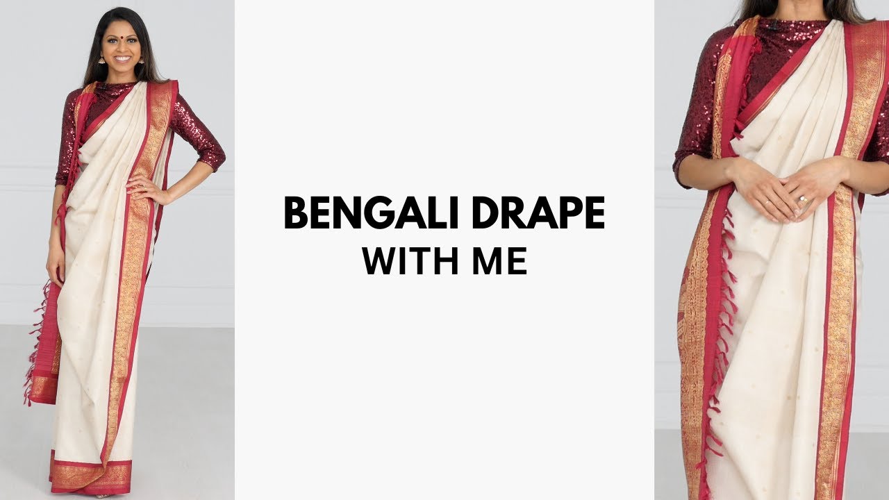 How to Drape Bengali Saree | laxmi saree draping | saree blouse new trends | Tia Bhuva