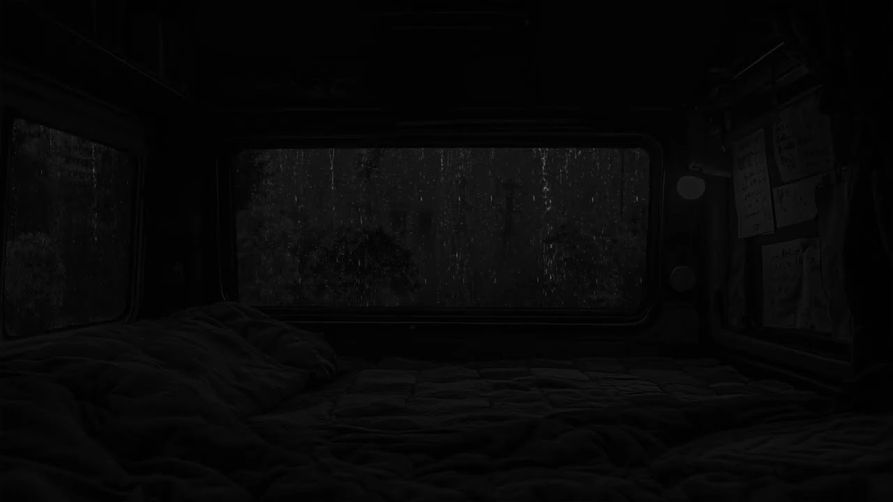 캠핑카 안에서의 비오는 밤 - 창밖의 폭풍과 자정 천둥, 백색 소음