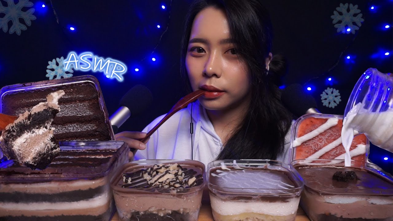 ASMR Frozen Cake Box (Tiramisu, Chocolate Cake, Cheesecake) ❄️ | Eating Sounds | No Talking