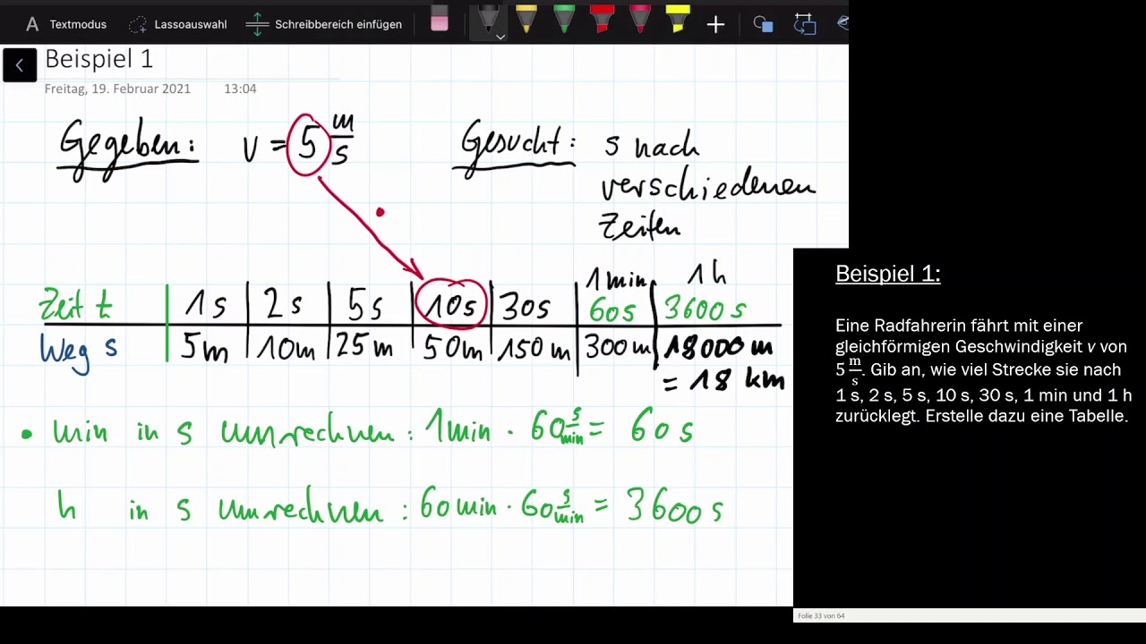 Physik Kl. 6 - Übungen zur Geschwindigkeit, Das Weg-Zeit-Diagramm