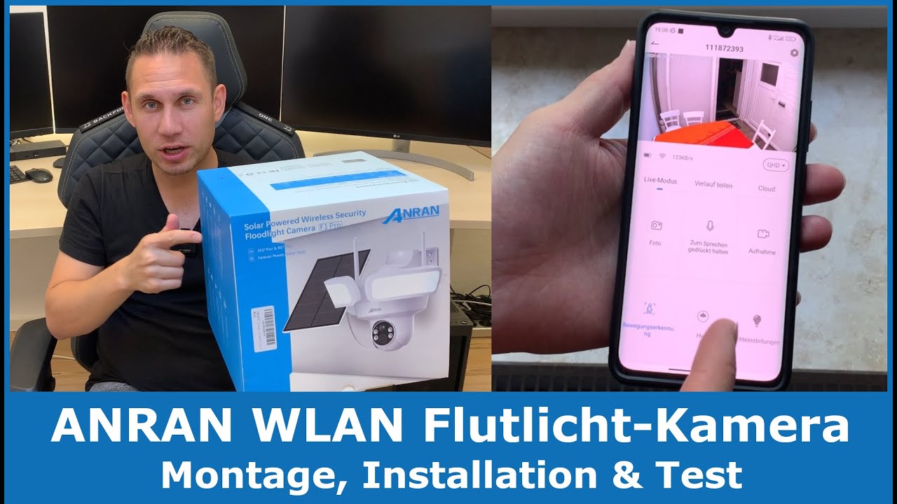 ANRAN F1 Pro WLAN-Kamera mit Flutlicht, Solar & Akku || Montage, Installation & Test