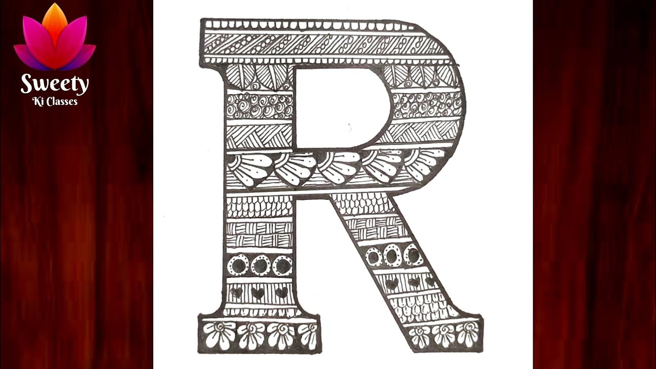 Letter R Mandala Art step by step