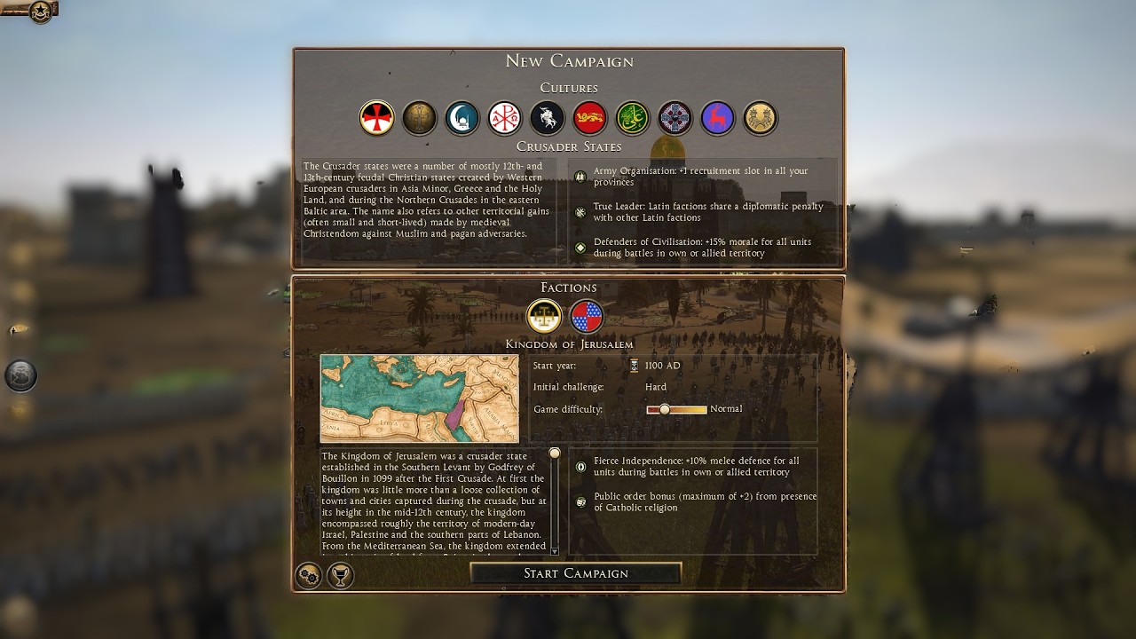Разбор фракций в моде Medival 1100 на Rome 2 Total war: Государство Крестоносцев.