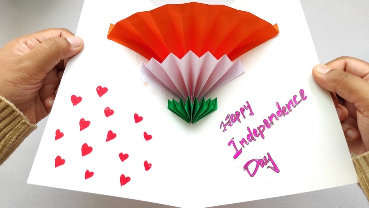 White Page Independence Day Greeting Card Ideas | Handmade Tricolor Greeting Card