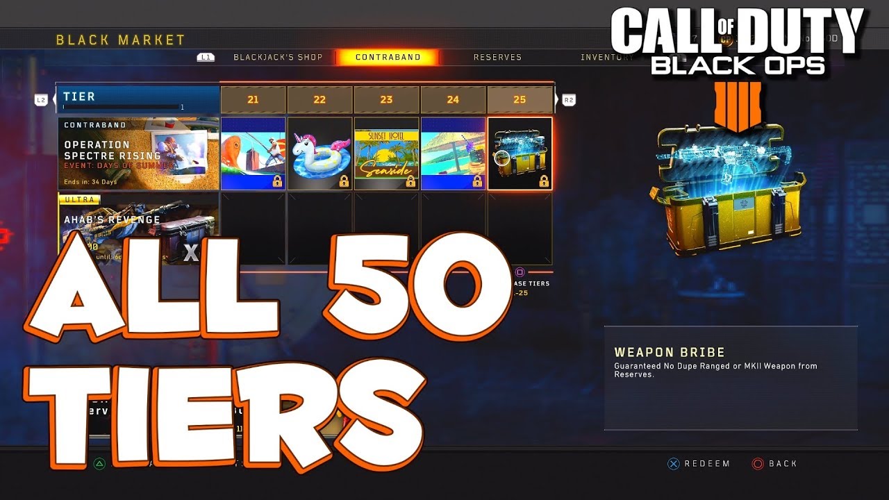 New 1.18 Update 50 Tiers Days of Summer Black Market Showcase | BO4