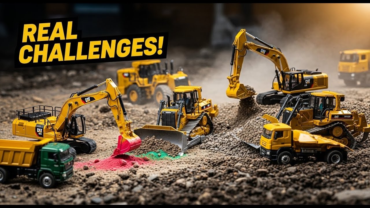Miniature Caterpillar RC Excavators & Bulldozers Tackle Real Construction Challenges! | FastFrame RC