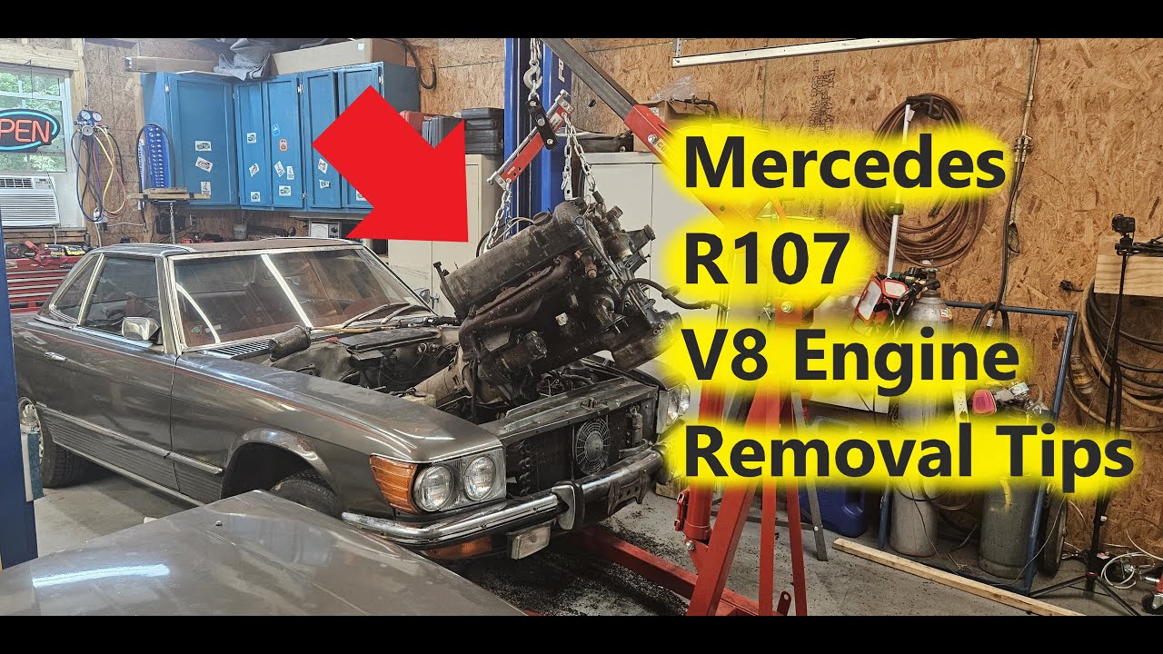 1973 Mercedes R107 450SL - Removing The Engine - REMOVE THE STEERING GEAR FIRST !!!!!!!