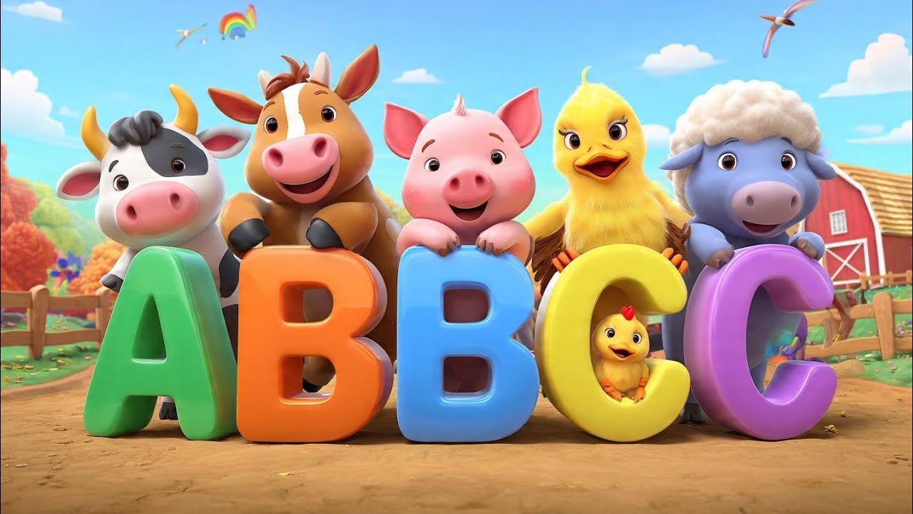 ABC Song with Farm Animals 🐄🐔 | A to Z Alphabet Song for Kids | Nursery Rhymes