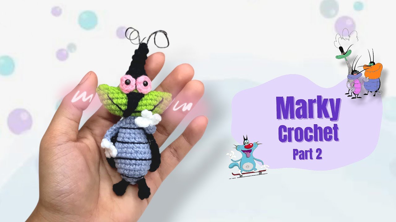 Marky from Oggy and the Cockroaches Crochet Pattern (2/2) | Viral DIY Plushie Tutorial