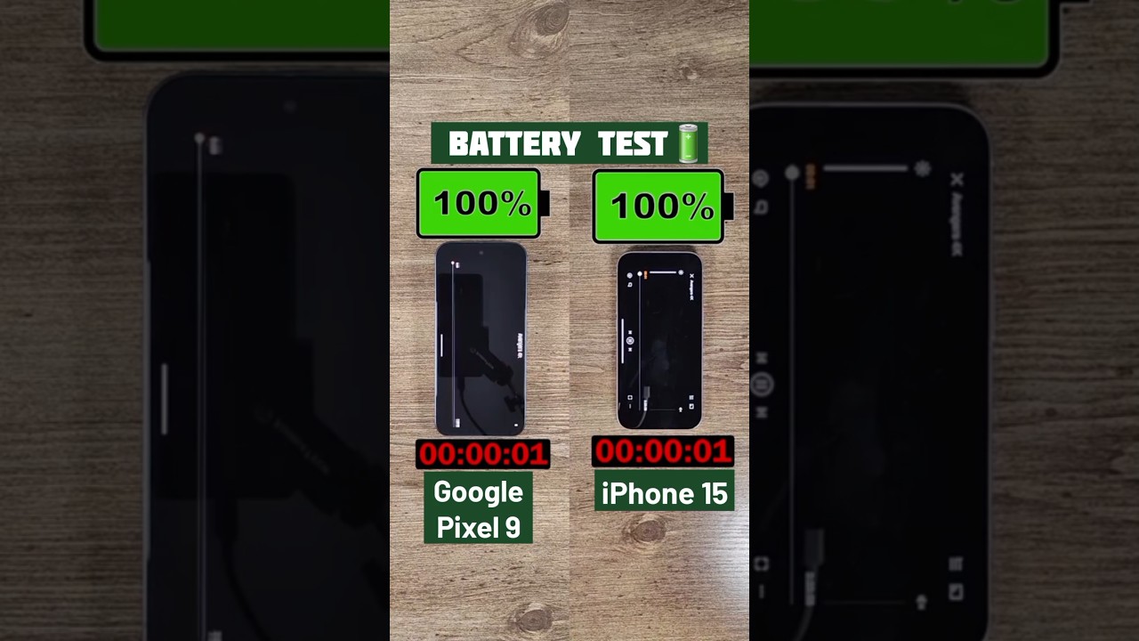 Google Pixel 9 vs iPhone 15 Battery Drain Test#googlepixel9 #iphone15 #batterydrain #tech #shorts