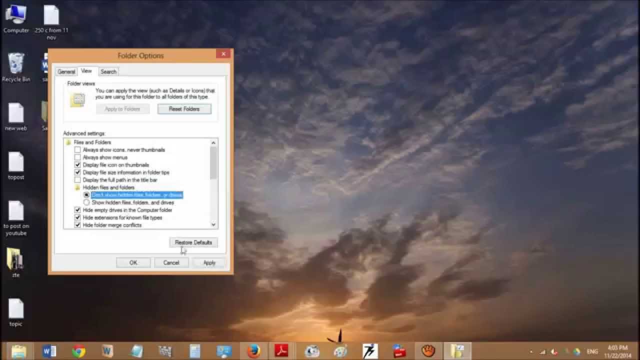 How to hide files and folders in windows 8