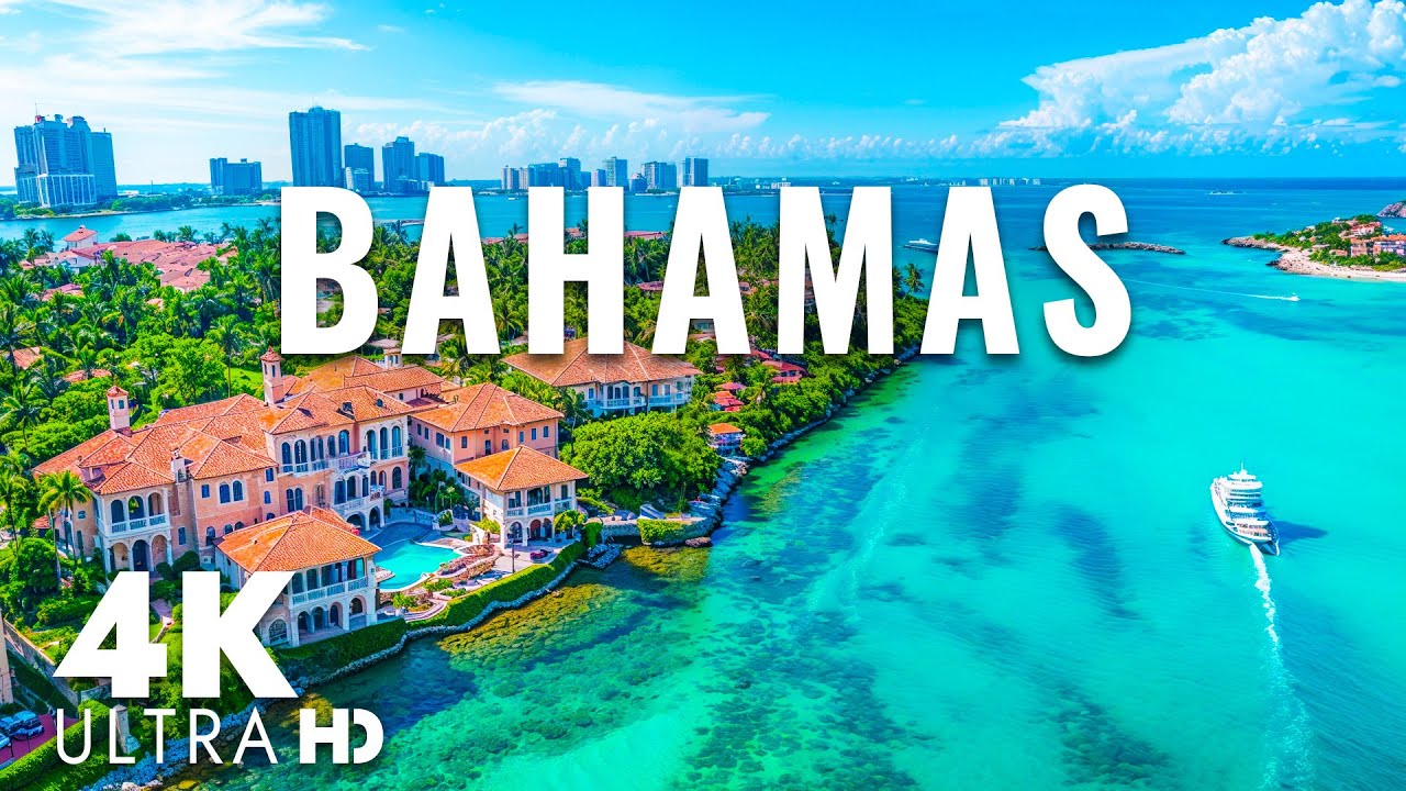 FLYING OVER BAHAMAS (4K Video UHD) - Relaxing Music With Beautiful Nature Film For Stress Relief