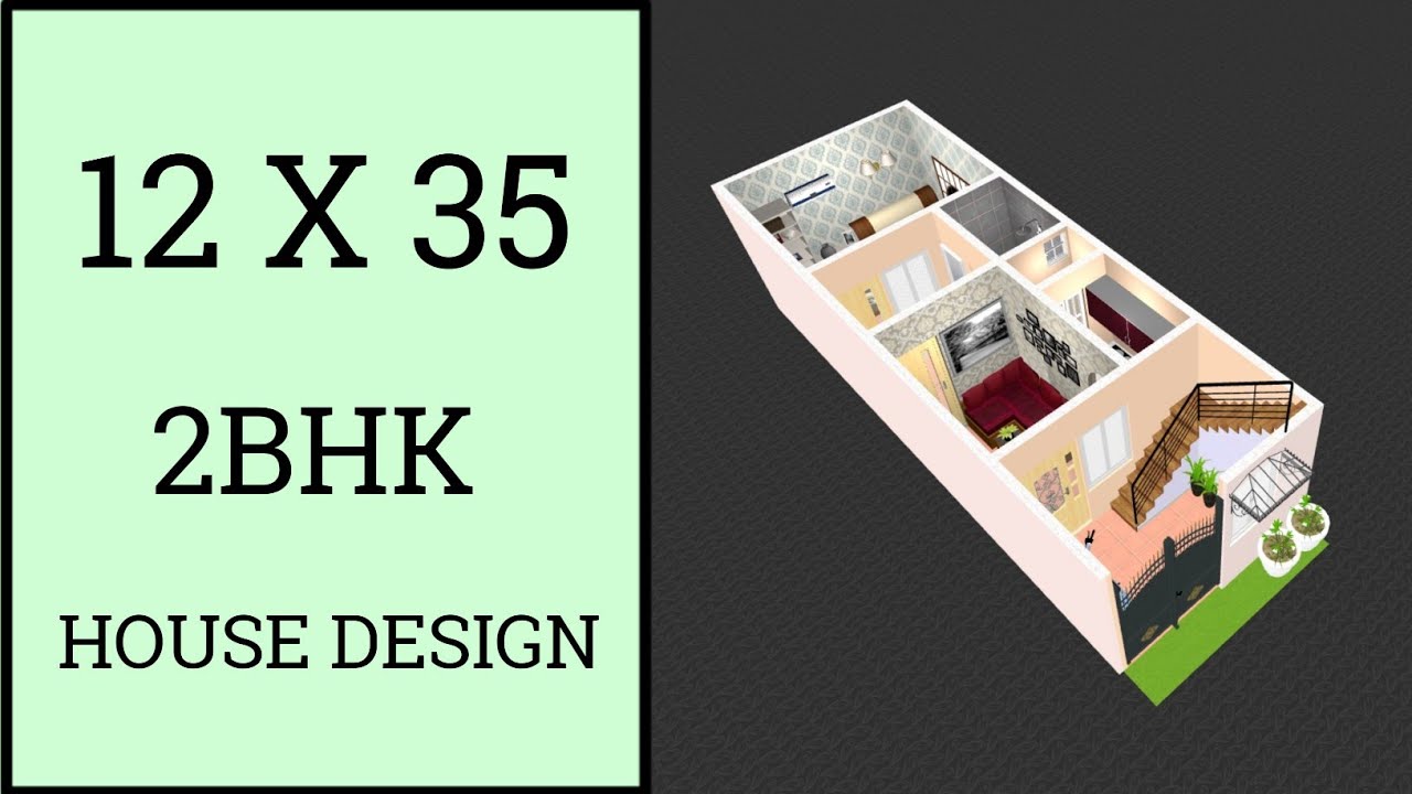 12x35 House Plan 2BHK ll 420 Sqft Ghar Ka Naksha ll 12x35 House Design