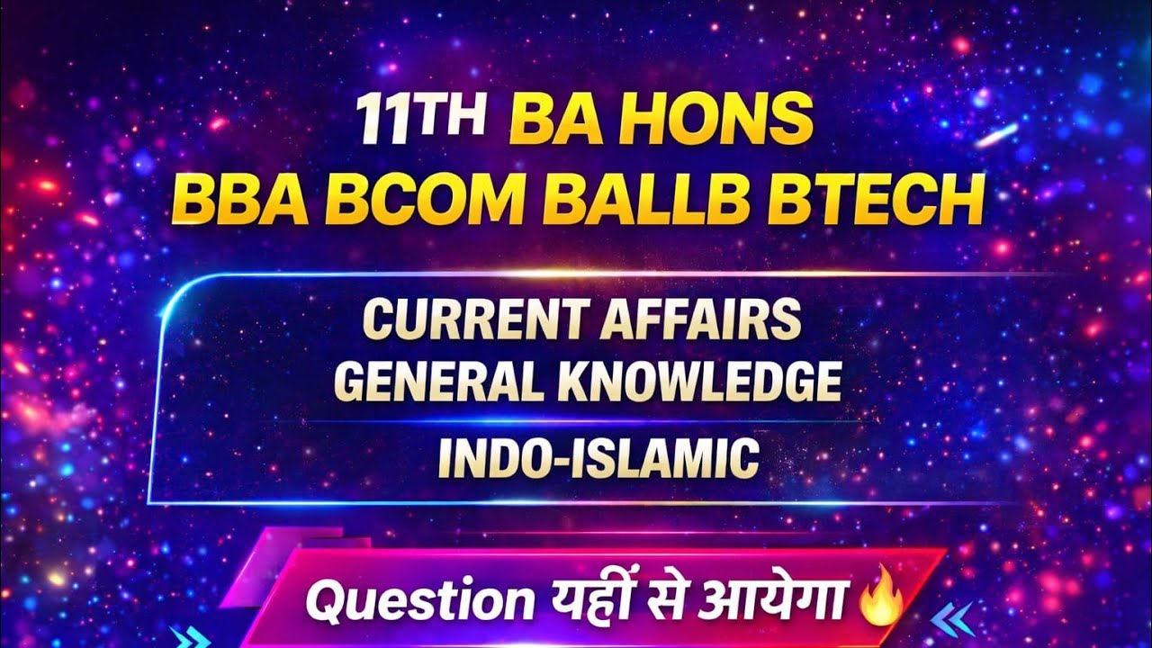 GK GS Current affairs indo islamic MCQ Series For 11th BA Hons BBA BALLB B.ED BA Hons Political