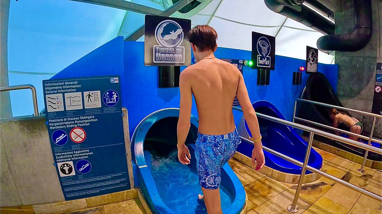 Tunnel of Horror Water Slide at Splash e Spa Tamaro, Switzerland