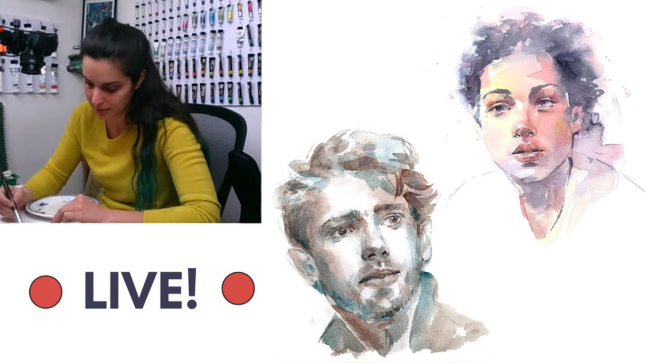 🔴 DIRETTA! 🔴 E proviamo con  ritratti ad acquerello "loose"✏️🖌🎨