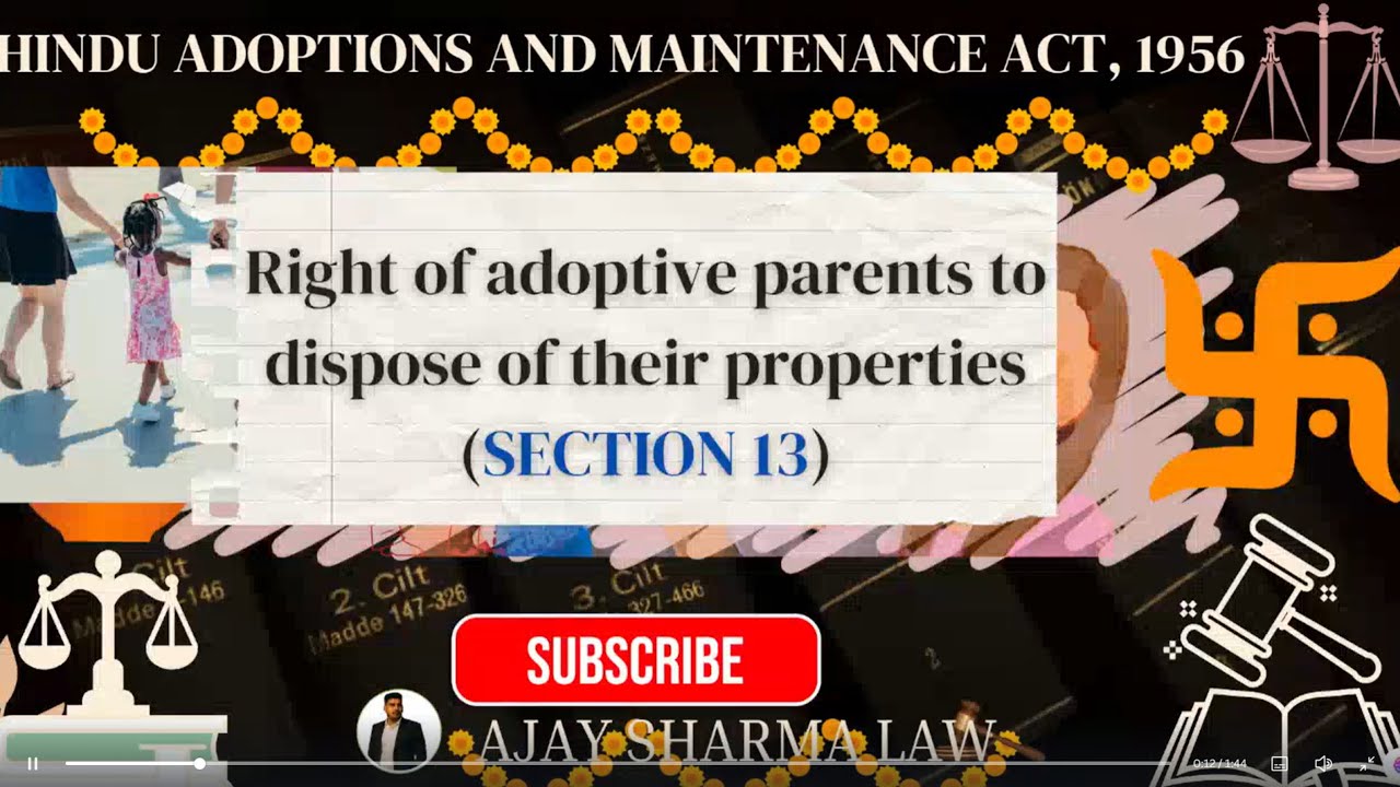 Sec13 Right of Adoptive Parents to Property | Sec 13 Hindu Adoption & Maintenance Act 1956 Explain
