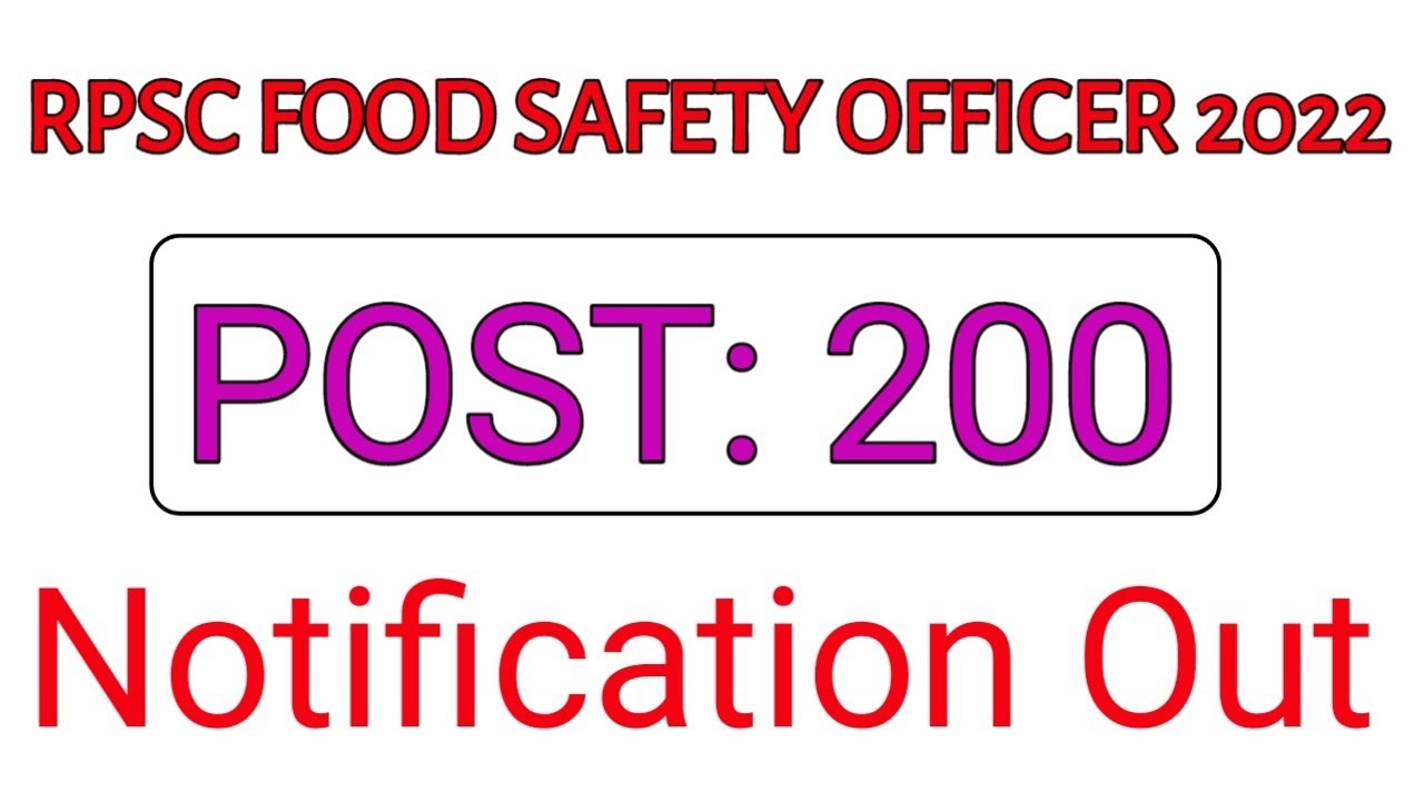 RPSC food safety officer vacancy 2022 | FOOD safety officer qualification | Post: 200 | syllabus