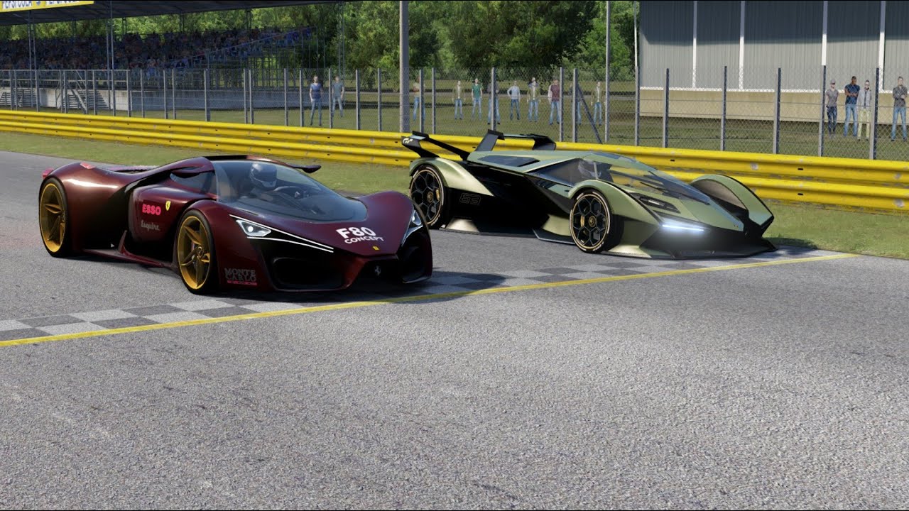 Ferrari F80 Concetp vs Lamborghini V12 Vision GT at Monza Full Course